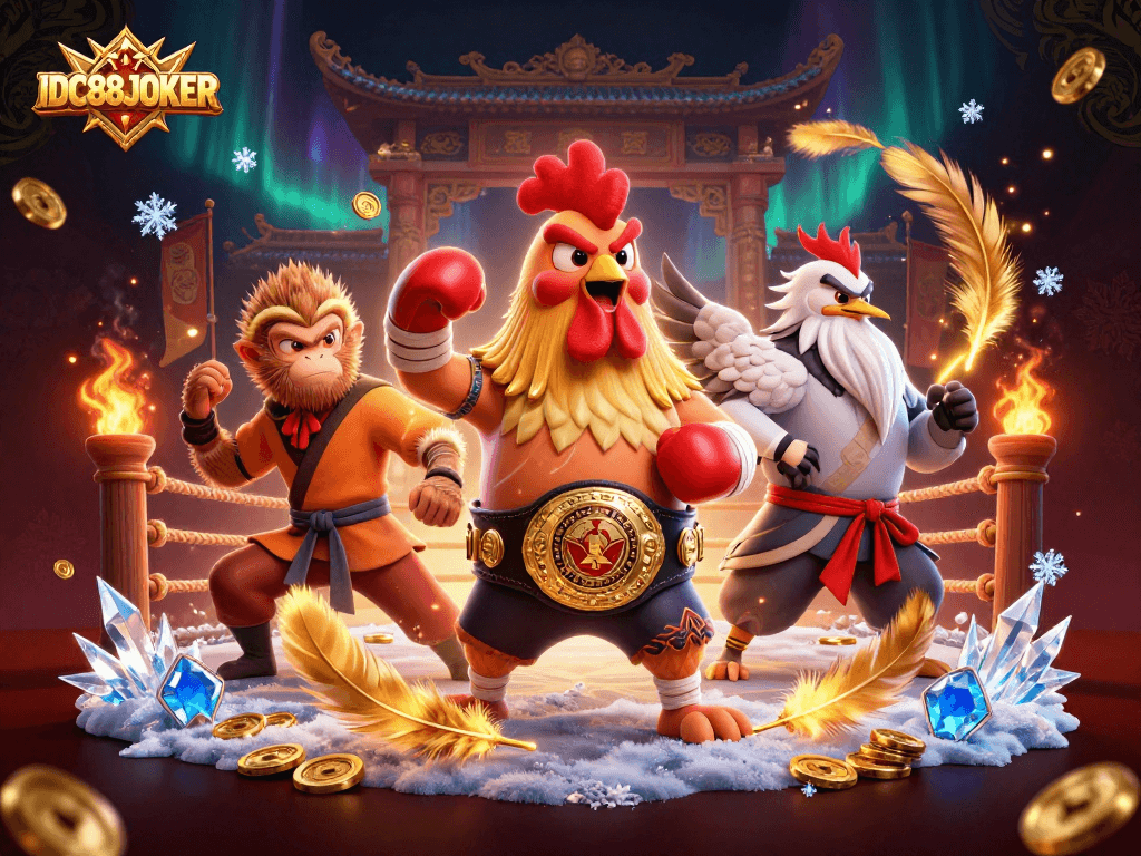 IDC88JOKER showcases a lively 3D cartoon scene with engaging characters and dynamic gaming elements.