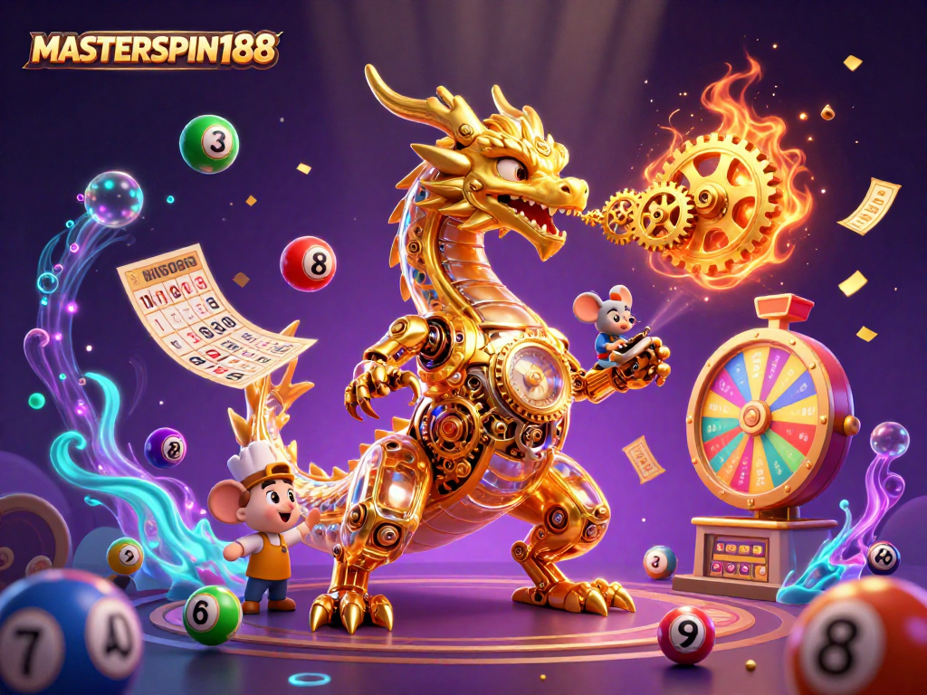 Join MASTERSPIN188 for an exciting lottery experience with dynamic elements and vibrant action.