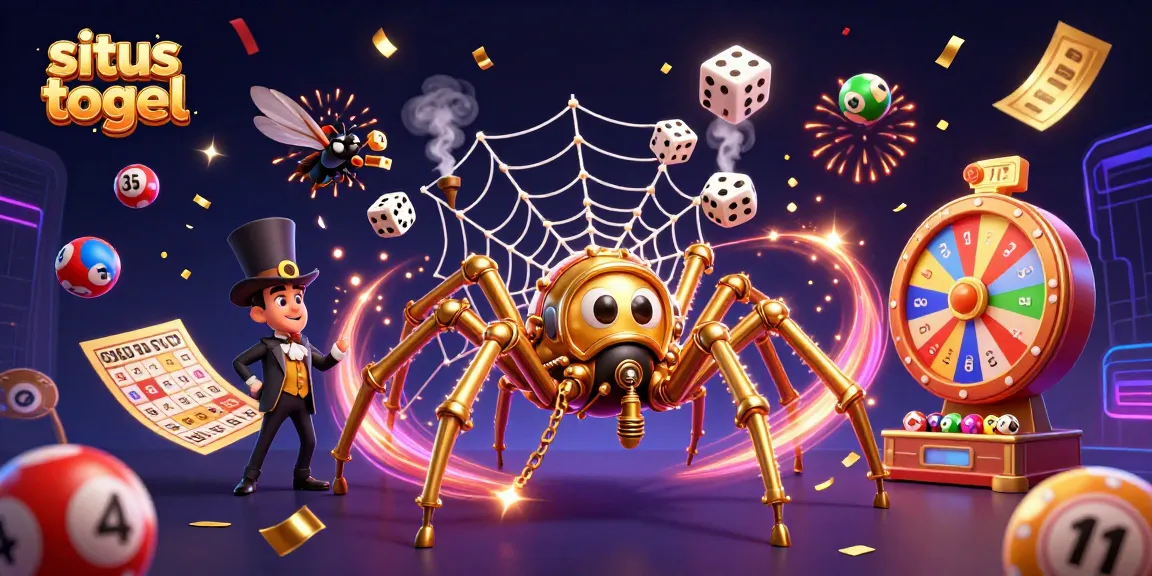 Menyajikan situs togel dengan pengalaman bermain, dikelilingi bola lotere berwarna-warni dan tiket emas yang terbang.