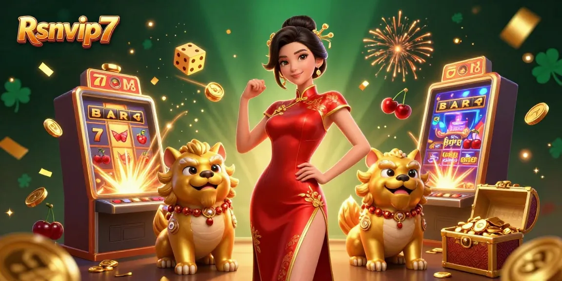 Putar gulungan dan menangkan besar dengan ilustrasi kasino Rsnvip7 yang berwarna-warni, menampilkan jackpot dan kegembiraan bermain.