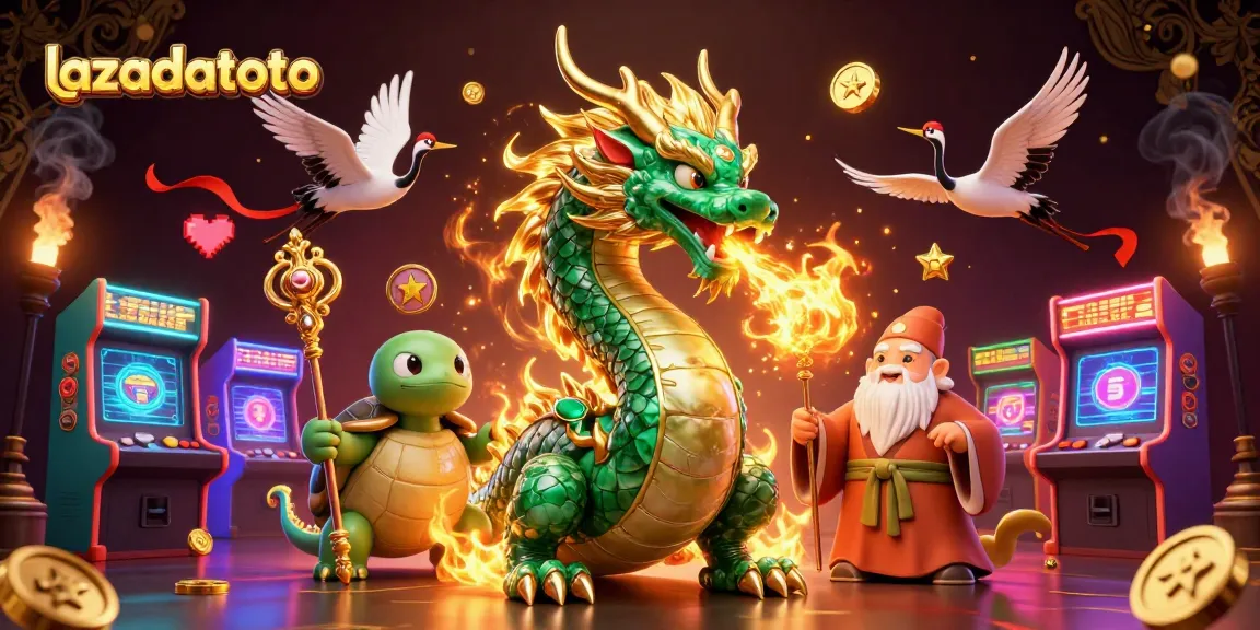Permainan menarik dengan lazadatoto, naga giok bernapas api emas di kasino.