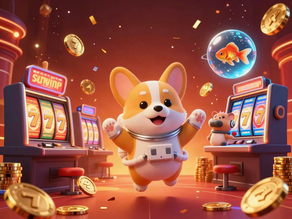 Experience the joy of winning with sunwinp in a vibrant casino setting featuring floating 3D characters and slot game elements.