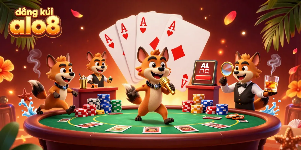 Experience fun gaming adventures at đăng ký alo8 with lively hyenas in a vibrant casino scene.