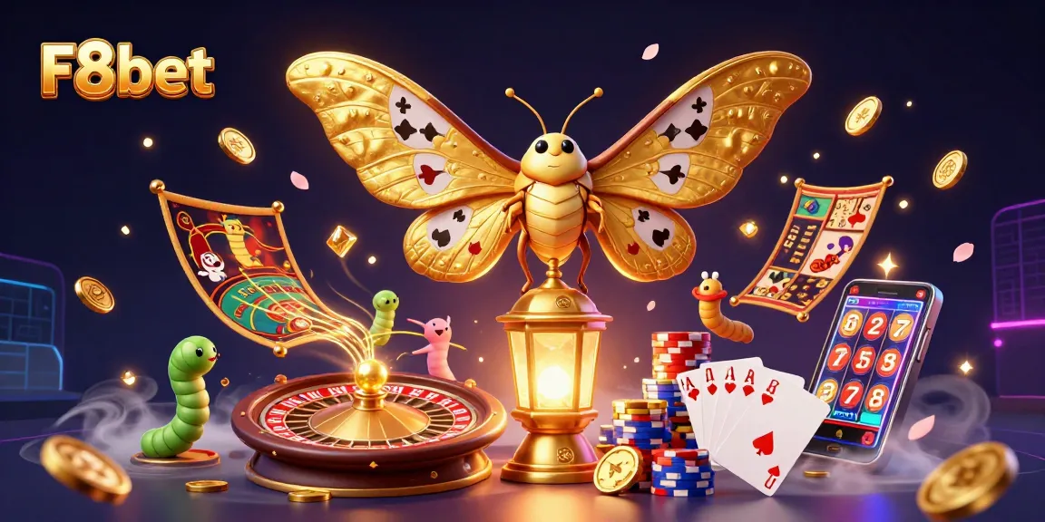 Join F8bet for thrilling casino adventures with a majestic moth and sparkling treasures!
