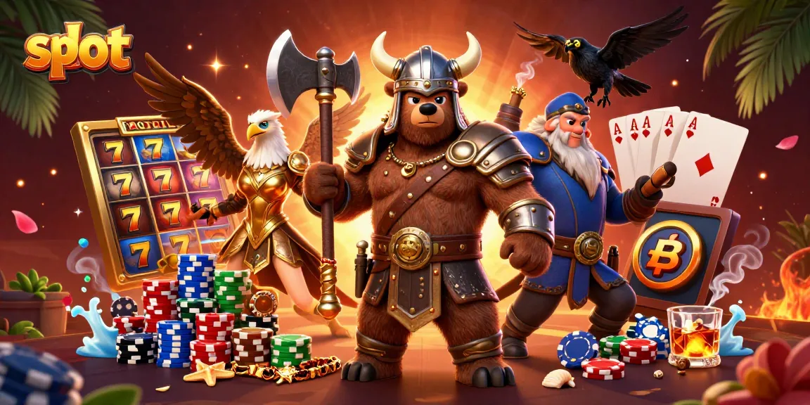Spin the slot reels adorned with Viking figures while enjoying a vibrant casino atmosphere.