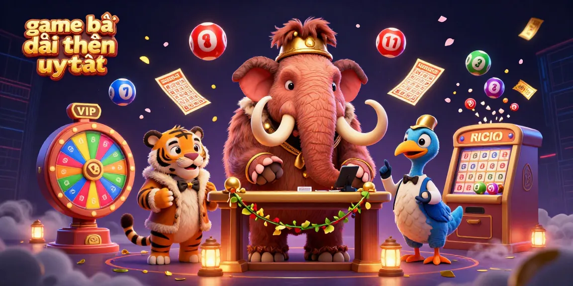 Experience game bài đổi thưởng uy tín with vibrant lottery elements and casino characters in action.