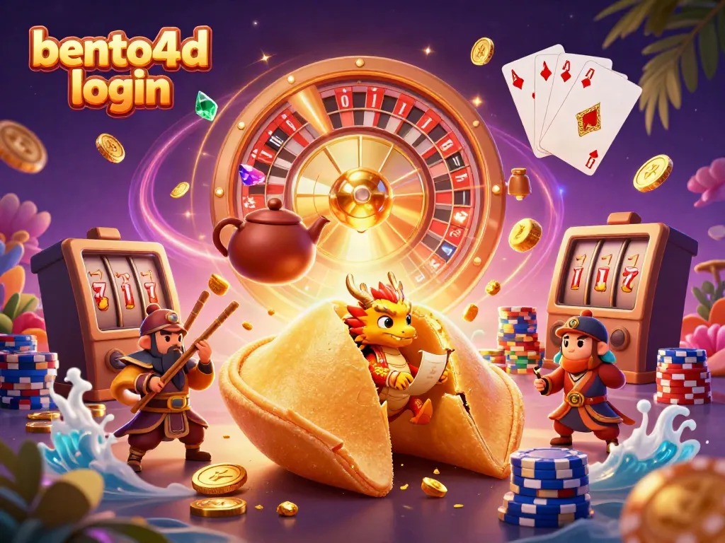 Engage with the bento4d login interface featuring dynamic casino elements and exciting gaming visuals.