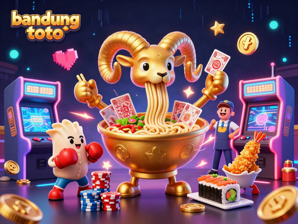 Experience the excitement of bandung toto with a colorful 3D casino scene filled with dynamic characters and gaming elements.
