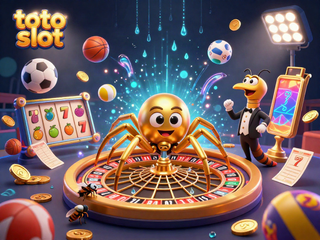 Bet on toto slot with a spider and croupier in a dynamic 3D casino scene.