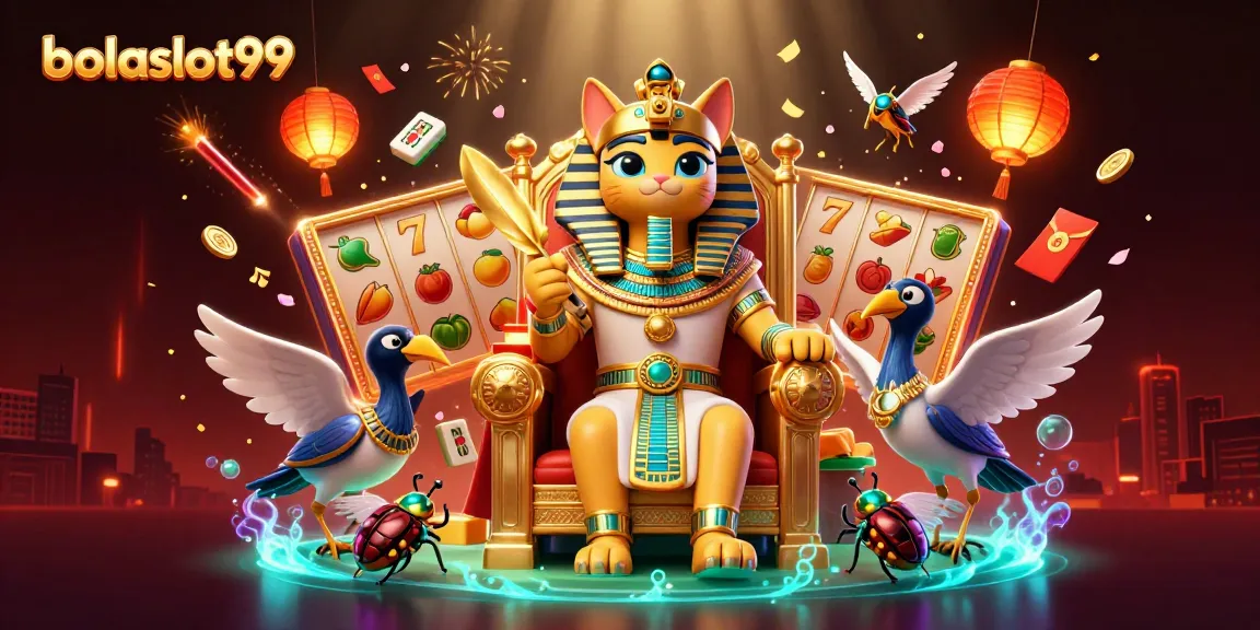 Spin the slot reels with bolaslot99 surrounded by golden treasures and vibrant decorations.