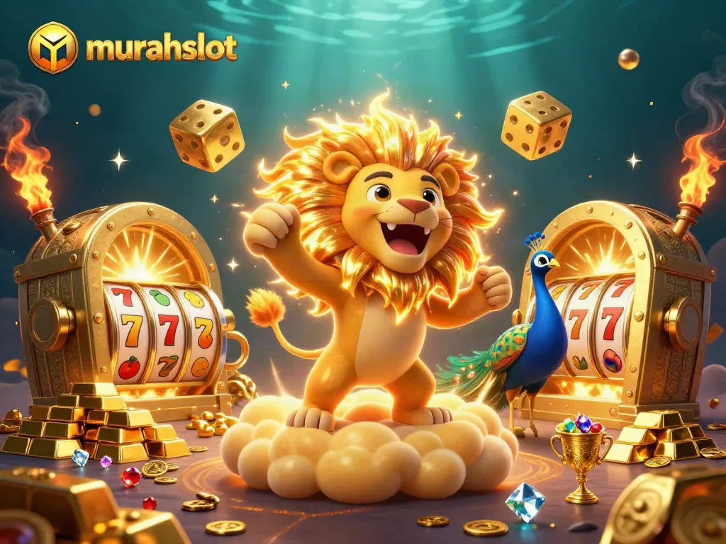 Experience thrilling wins with murahslot in this vibrant 3D casino illustration full of excitement.