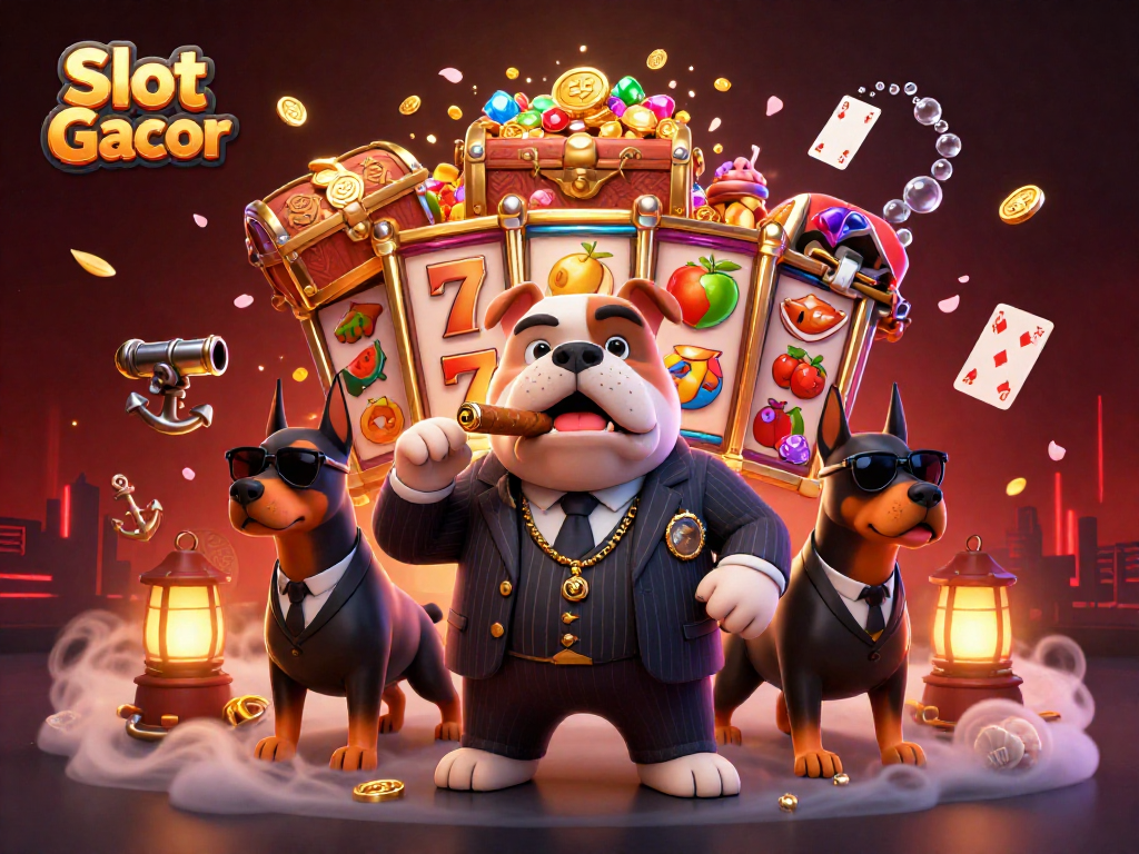 Mainkan Slot Gacor dengan peluang tinggi sambil dikelilingi harta bawah laut dan simbol keberuntungan.