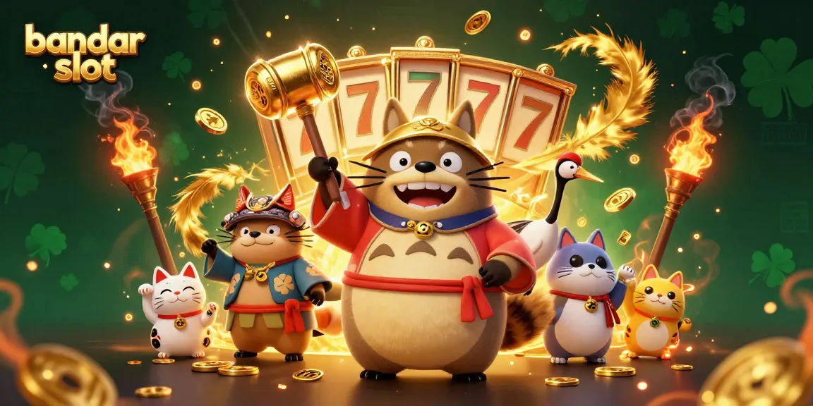 Permainan bandar slot dengan karakter ceria dan elemen keuangan yang menggembirakan.