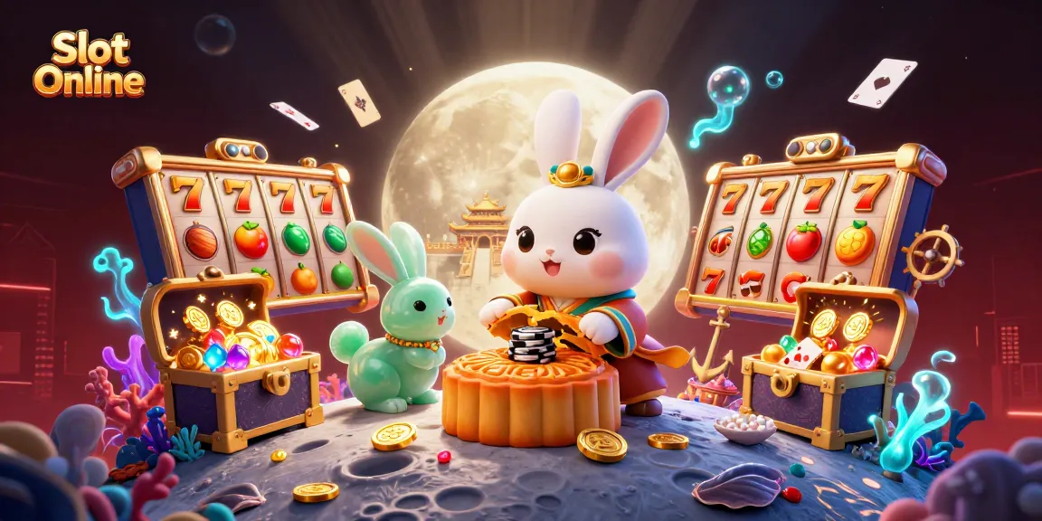 Experience the excitement of Slot Online with vibrant 3D illustrations showcasing dynamic casino elements.