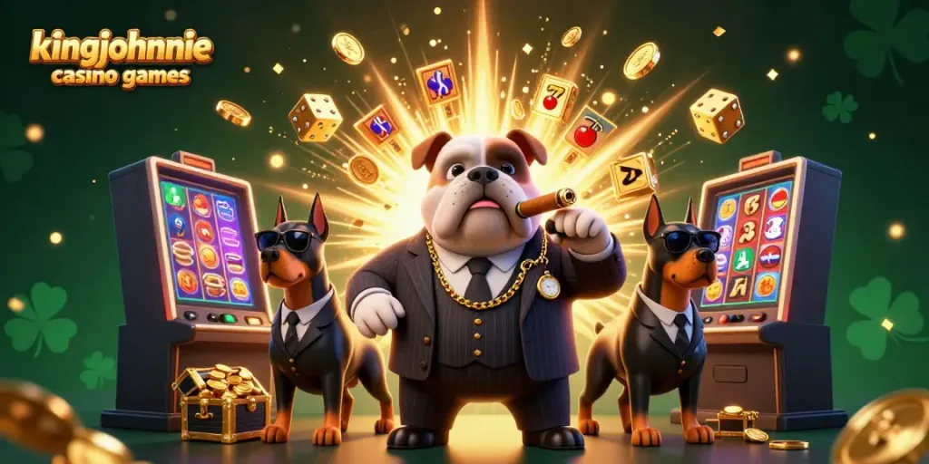 Experience the exciting kingjohnnie casino games with this dynamic and colorful 3D casino illustration.
