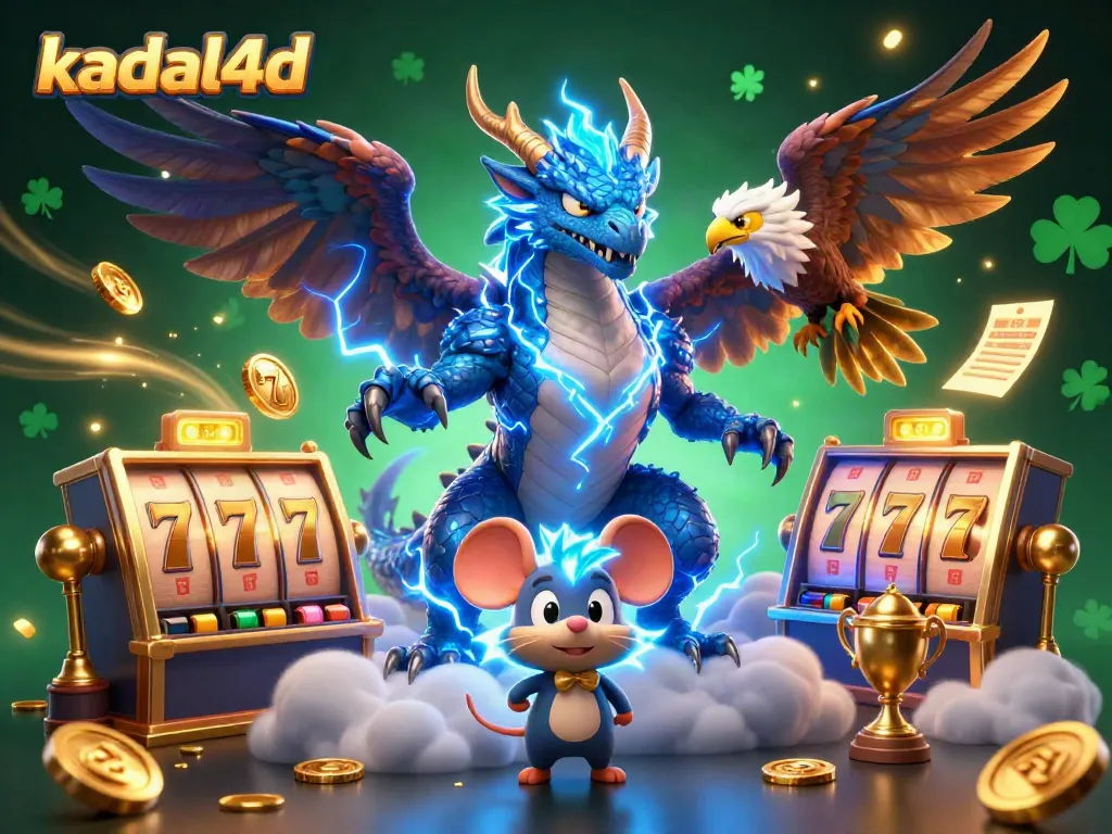 Kadal4d showcases a vibrant gambling scene featuring energetic characters and slot gaming elements, captivating players with dynamic action.