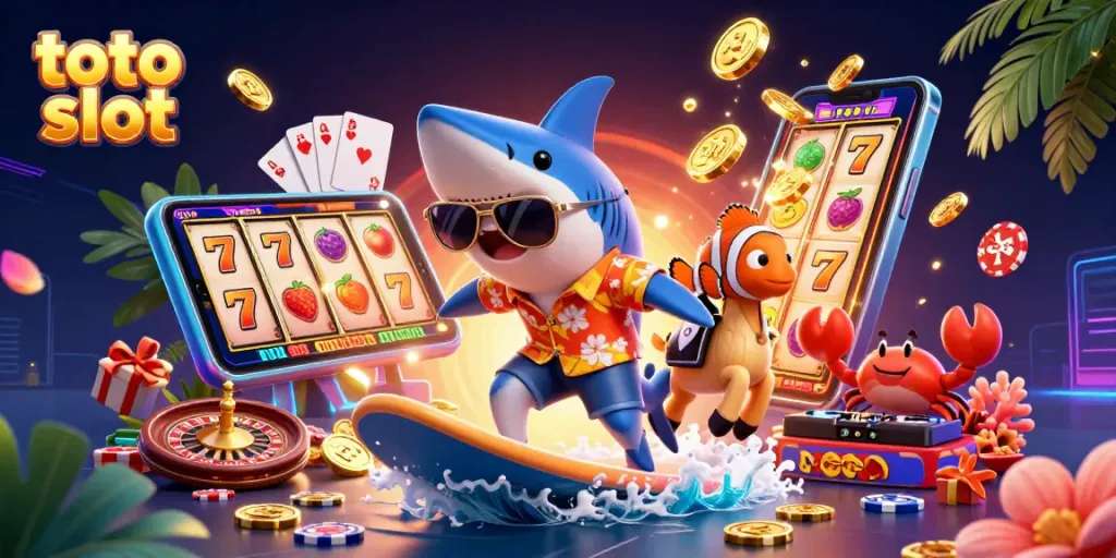Engage with the vibrant toto slot scene showcasing colorful slots and dynamic characters.