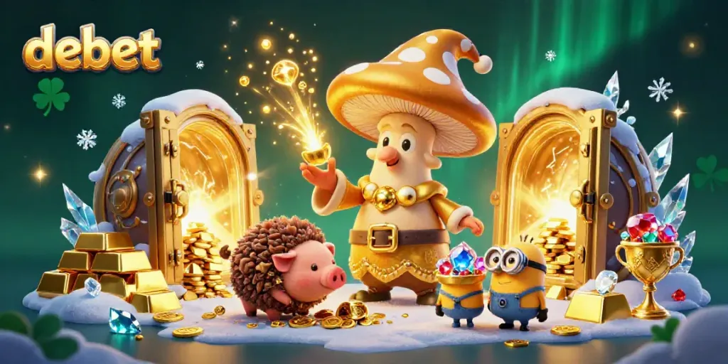 Engage with the vibrant debet gaming scene featuring a wizard and treasure, highlighting casino excitement.