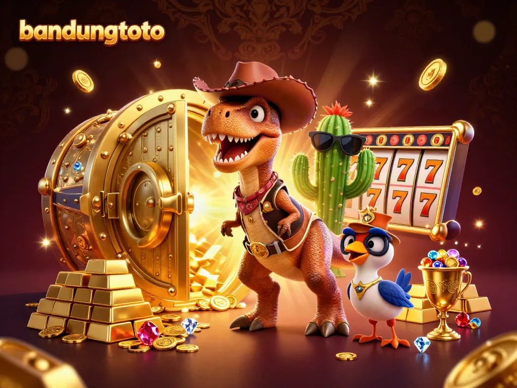 Experience exciting bets with bandungtoto in a vibrant, richly detailed casino-themed scene.