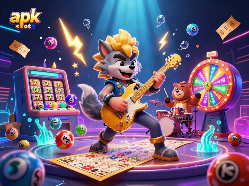 Memenangkan jackpot pada situs apk slot dengan animasi slot yang menarik dan meriah.