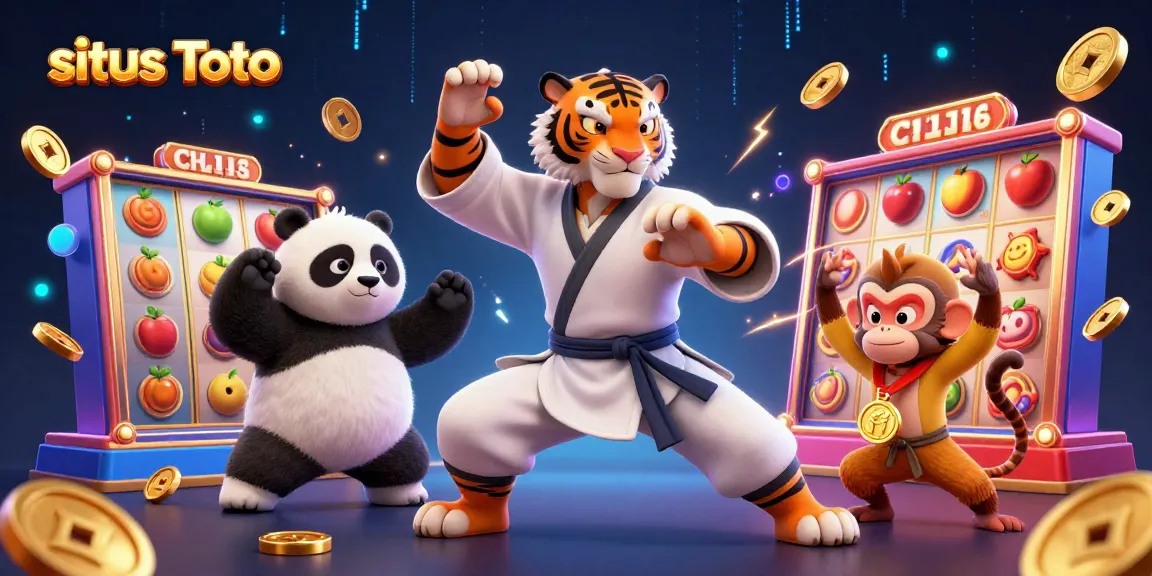 Engage with situs Toto and experience slot excitement in a vibrant casino-themed illustration.