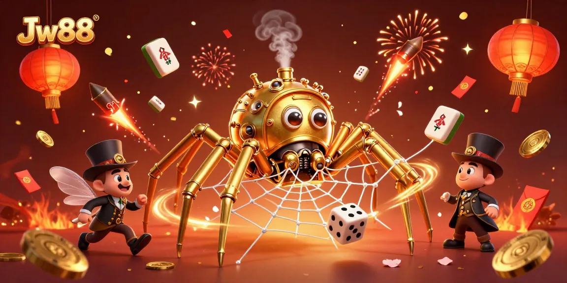 Engage with Jw88's online casino experience through a rich 3D illustration featuring steampunk elements.