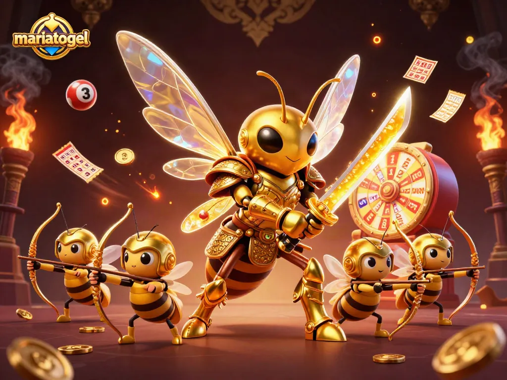 Experience the thrilling world of mariatogel with vibrant lottery elements and a samurai hornet.