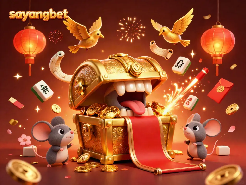 Experience the thrill with sayangbet's golden treasure chest inviting players to riches.