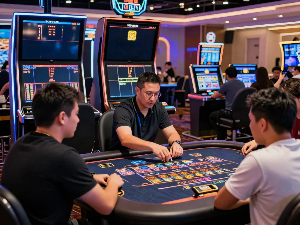 Active online gambling moment at a modern virtual Toto casino, showcasing player engagement and excitement.