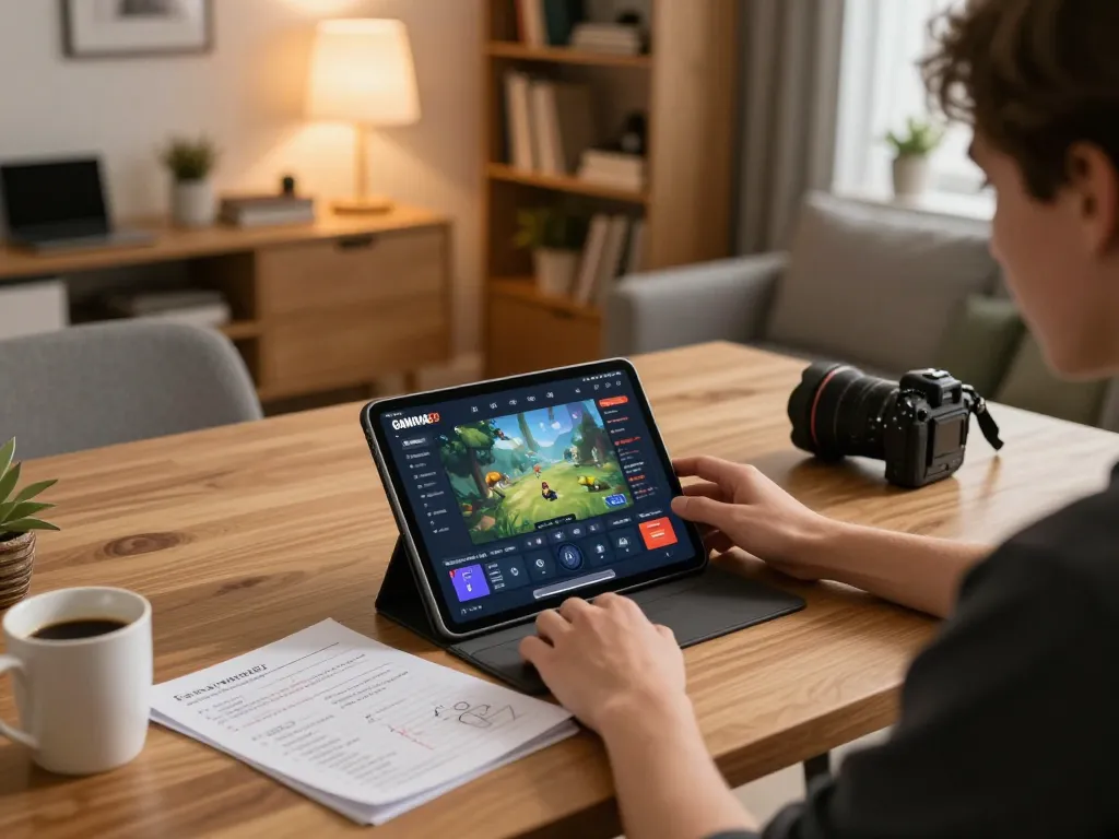 Engaging in online casino gameplay with GAWANG69 daftar on a tablet in a cozy home setup