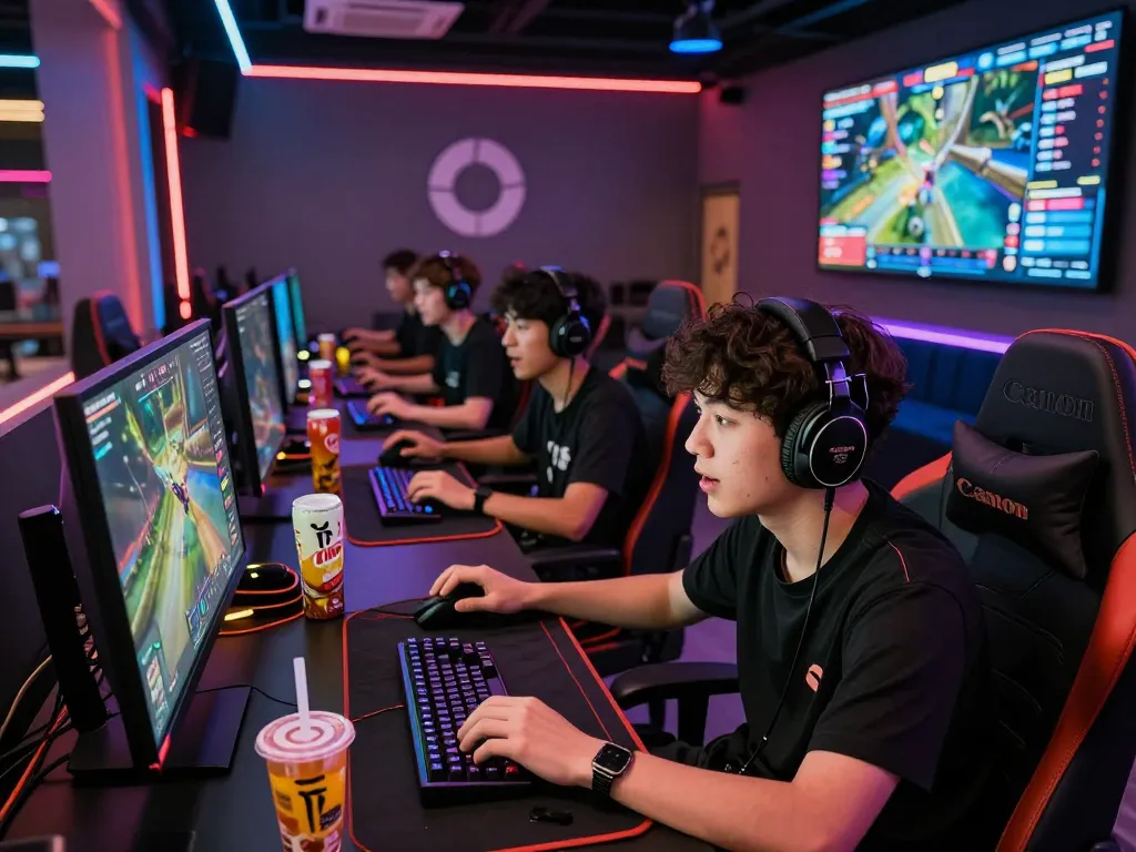 Competitive gaming scene showcasing BANDIT69 and team strategies in a stylish lounge.