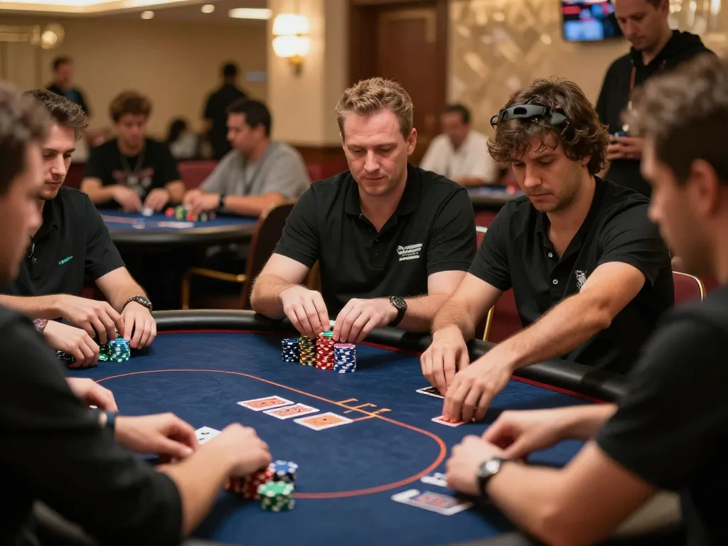 LGO99 Situs Game Online Terpercaya Di INDONESIA features an intense poker game with players strategizing their next moves.