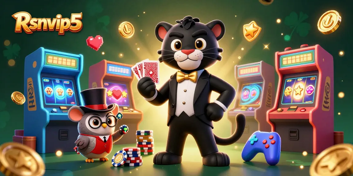 Rasakan kesenangan bermain dinamis dengan Rsnvip5 saat panther hitam membagikan kartu dikelilingi oleh elemen kasino.