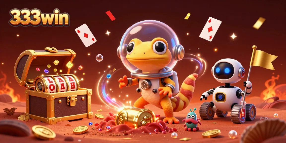 Join the excitement at 333win with a Martian gecko discovering a buried golden casino as jackpot treasures explode!