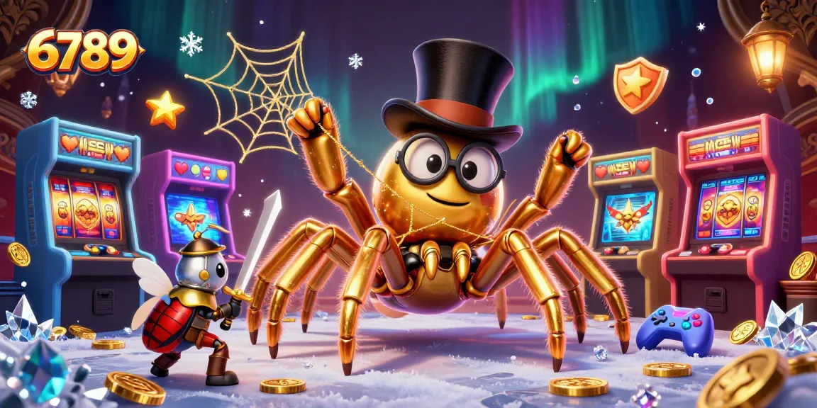 Spin your luck with 6789 as the golden tarantula weaves a web of fortunes in this vibrant casino scene.