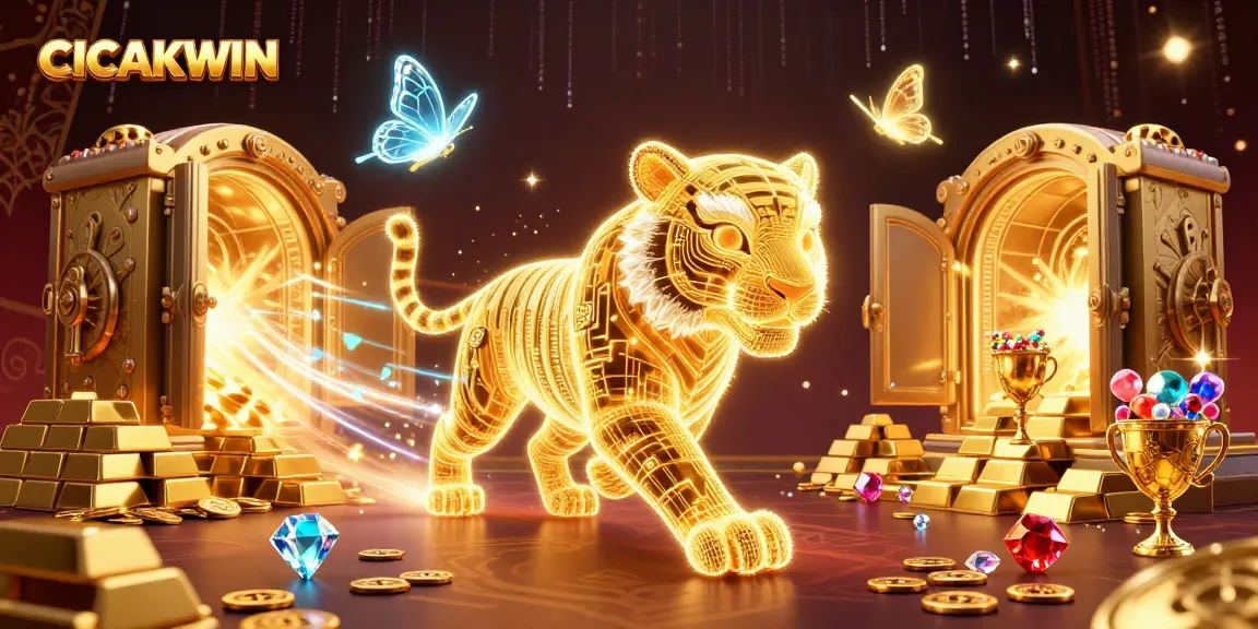 Experience thrilling wins with CICAKWIN in a vibrant digital casino environment full of treasures.