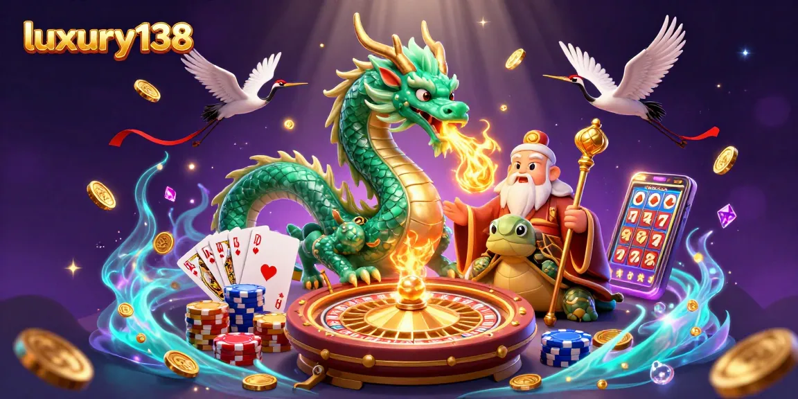 Engage in thrilling gaming with luxury138 featuring cascading coins and vibrant characters.
