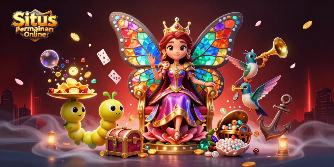 Engage in the thrilling world of Situs Permainan Online with vibrant characters in an enchanting casino-themed scene.