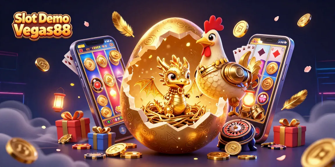 Engage with Slot Demo Vegas88 featuring a golden dragon and poker chips in a vibrant casino scene.