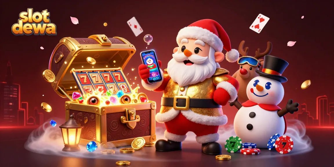 Menangkan jackpot di slot dewa dengan banyak simbol slot dan karakter menarik dalam ilustrasi kasino yang ceria.