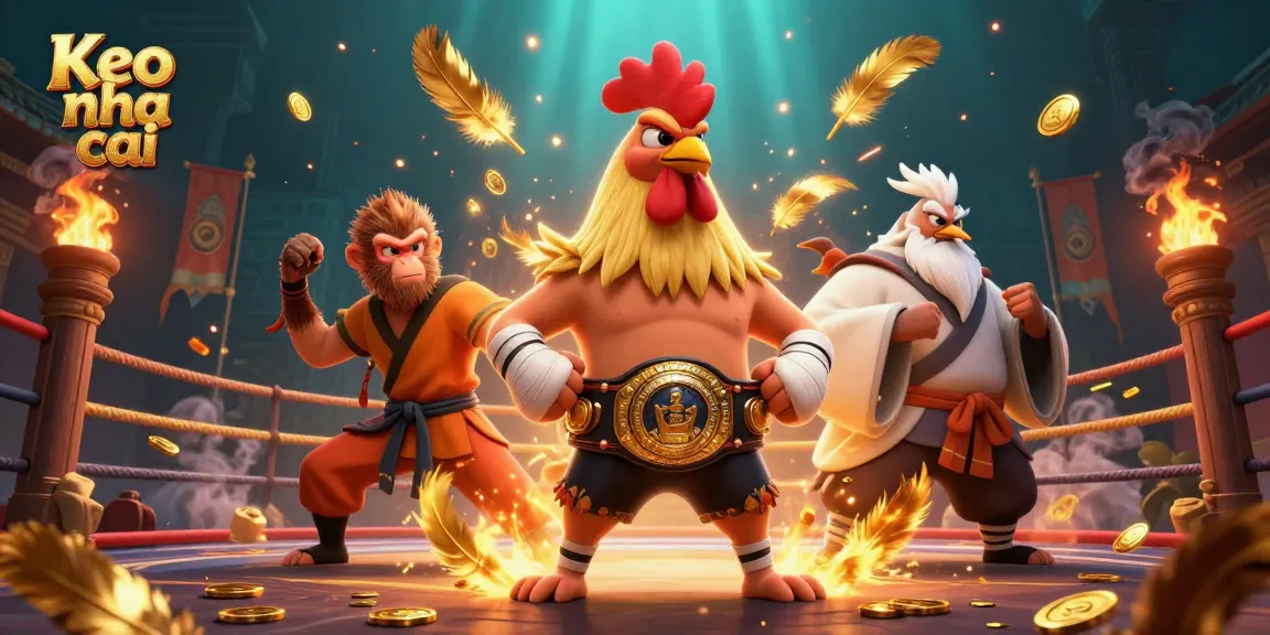 Experience the excitement of Keo nha cai with a vibrant 3D illustration of martial artists celebrating in a dynamic betting scene.