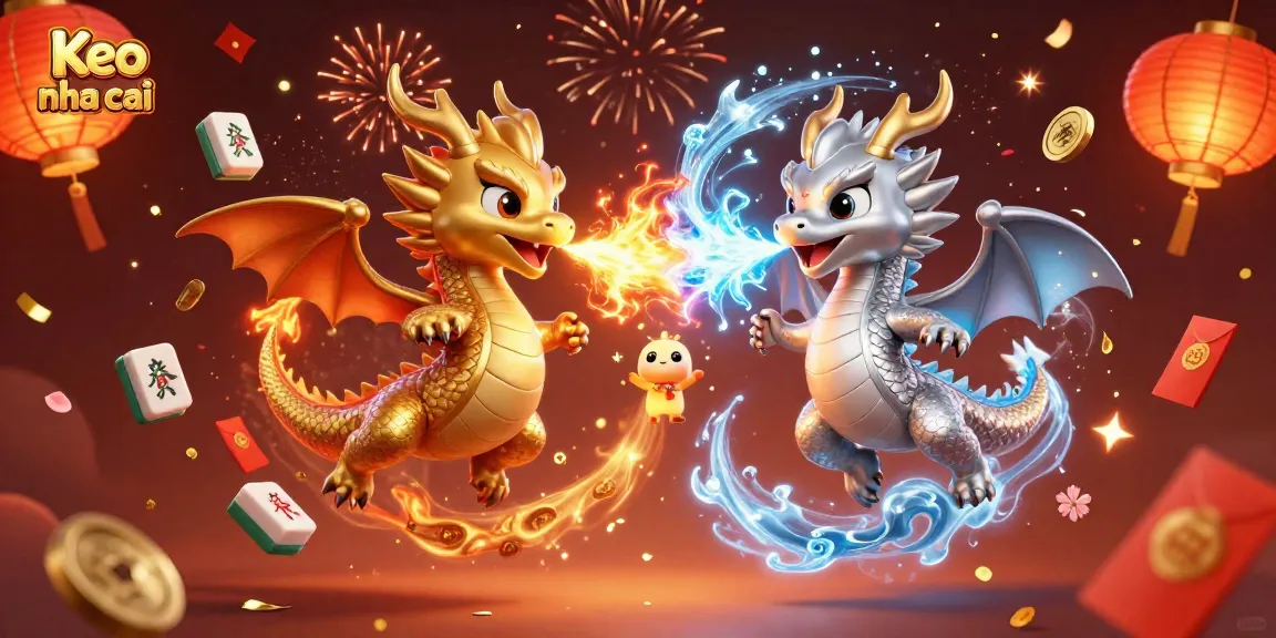Engage with Keo nha cai for dynamic sports betting action featuring colorful 3D dragons.