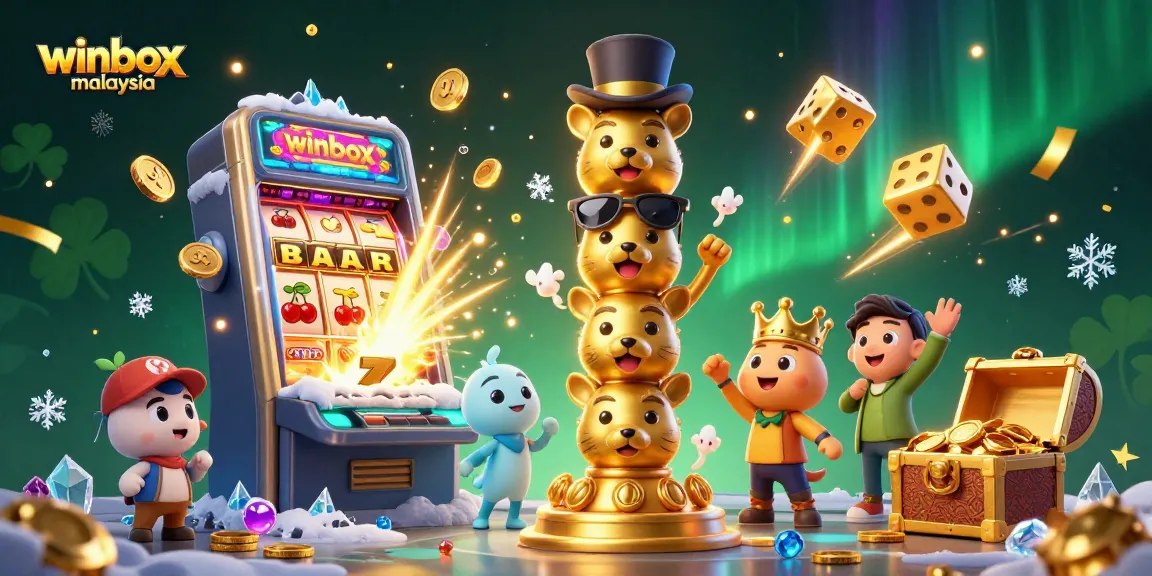 Experience thrilling action with winbox malaysia's dynamic gaming scene featuring vibrant slot machines and lively characters.