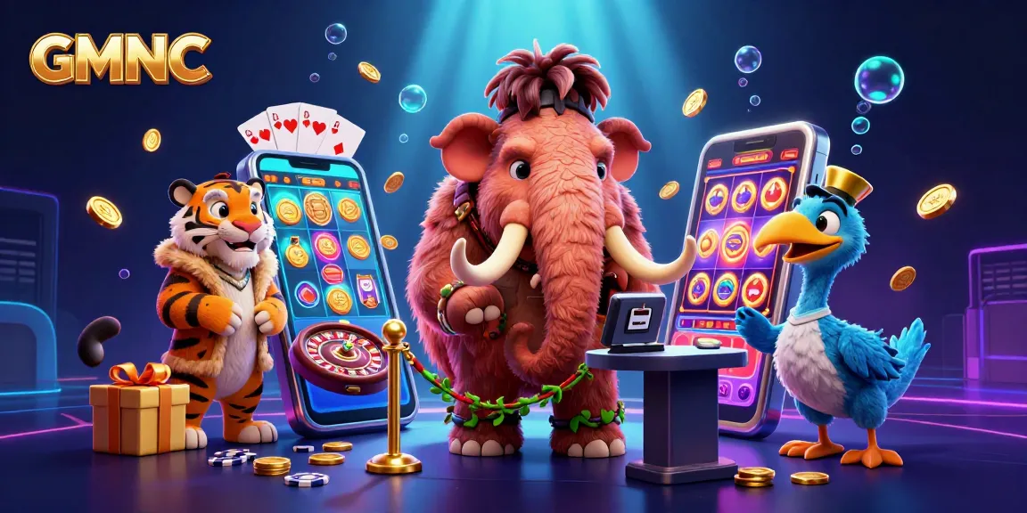 Engage with GMNC's vibrant casino scene featuring a woolly mammoth bouncer, VIP saber-tooth tiger, and gambling excitement!