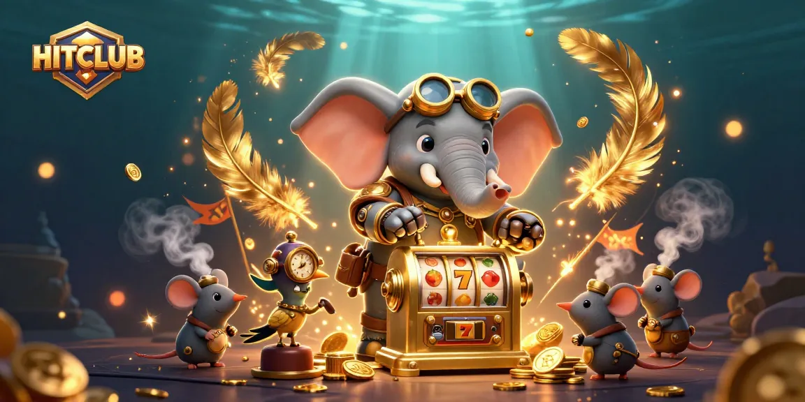 Experience thrilling gameplay with HITCLUB's vibrant 3D action featuring steampunk characters and a golden slot machine.