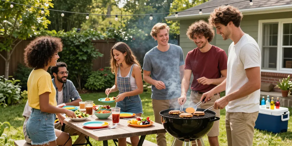 Suasana barbeque outdoor dengan teman-teman, merayakan kebersamaan dan menikmati BOS88 Link Alternatif.