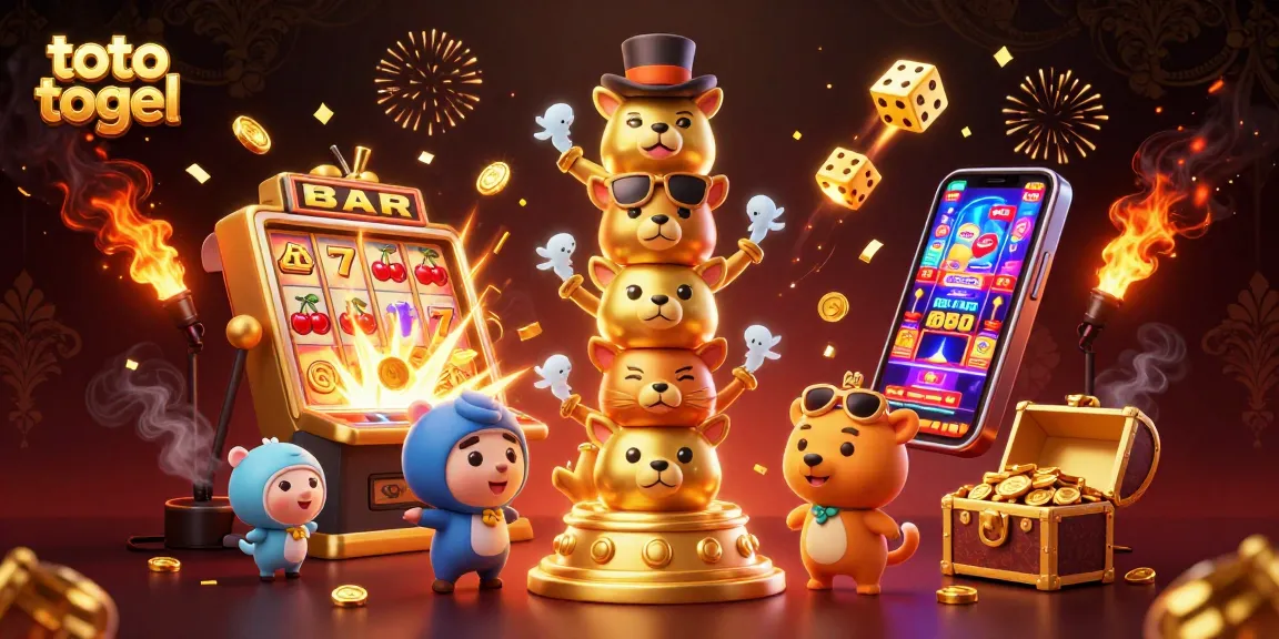 Engaging 3D illustration of toto togel theme showcasing a golden totem and vibrant casino elements