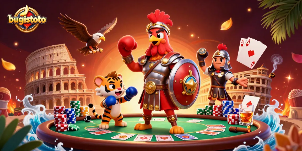 Memenangkan bugistoto dalam ilustrasi 3D yang menggambarkan perjuangan di arena kasino.