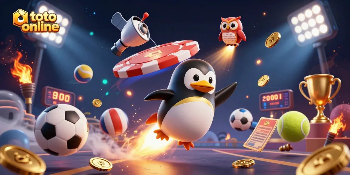 Mengambil bagian dalam toto online, pemenang bersenang-senang dengan koin emas dan elemen olahraga.