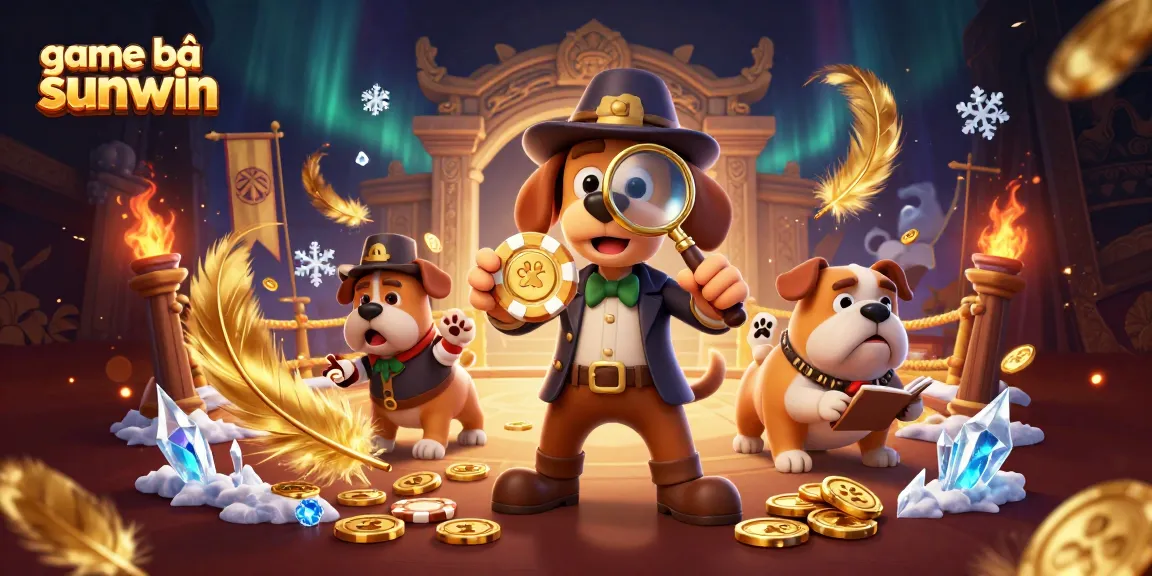 Engage in thrilling game bài sunwin with a dynamic scene featuring a detective exploring treasures in a vibrant casino.